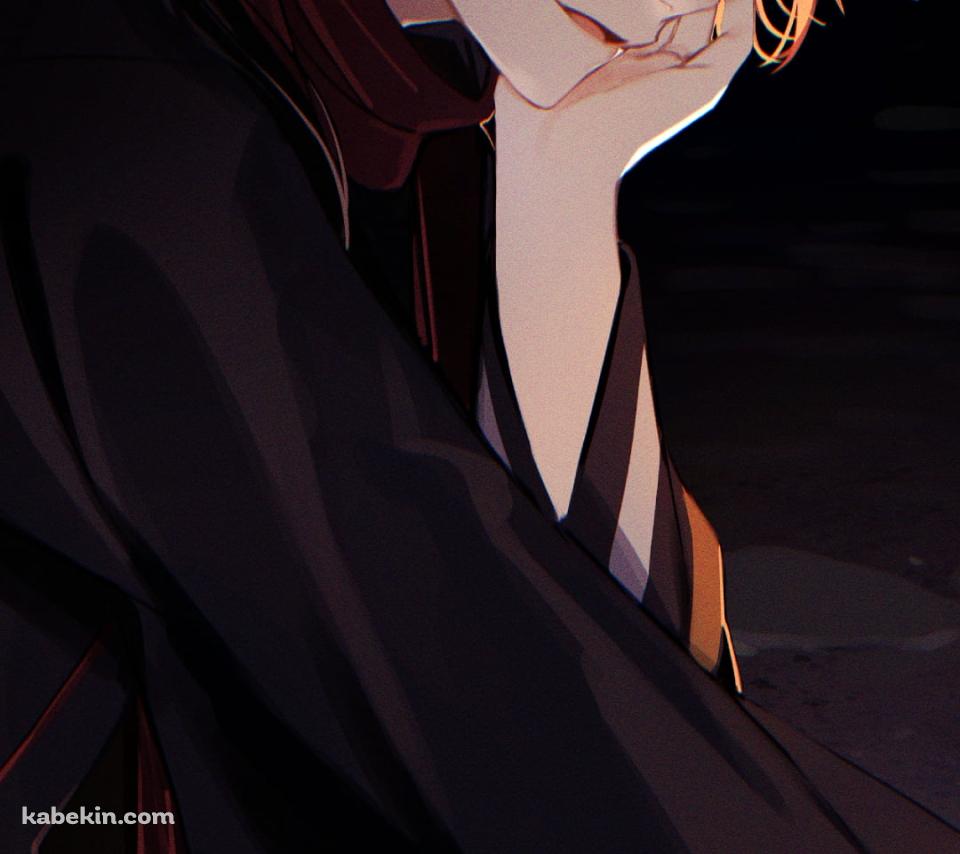 線香花火をする黒い着物を着た加州清光（かしゅうきよみつ） / 刀工 / 刀剣乱舞のAndroidの壁紙(960px x 854px) スマホ用