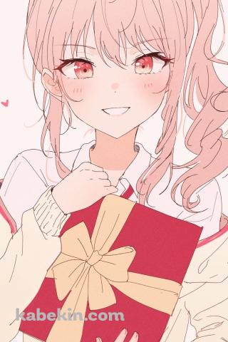 赤いプレゼントを持つ暁山瑞希（あきやまみずき） / プロセカ / プロジェクトセカイのAndroidの壁紙(320px x 480px) スマホ用