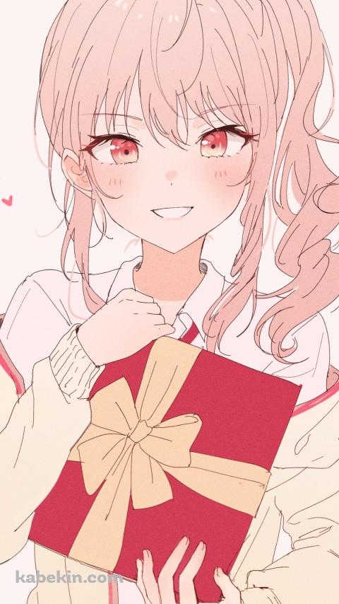 赤いプレゼントを持つ暁山瑞希（あきやまみずき） / プロセカ / プロジェクトセカイのAndroidの壁紙(480px x 854px) スマホ用