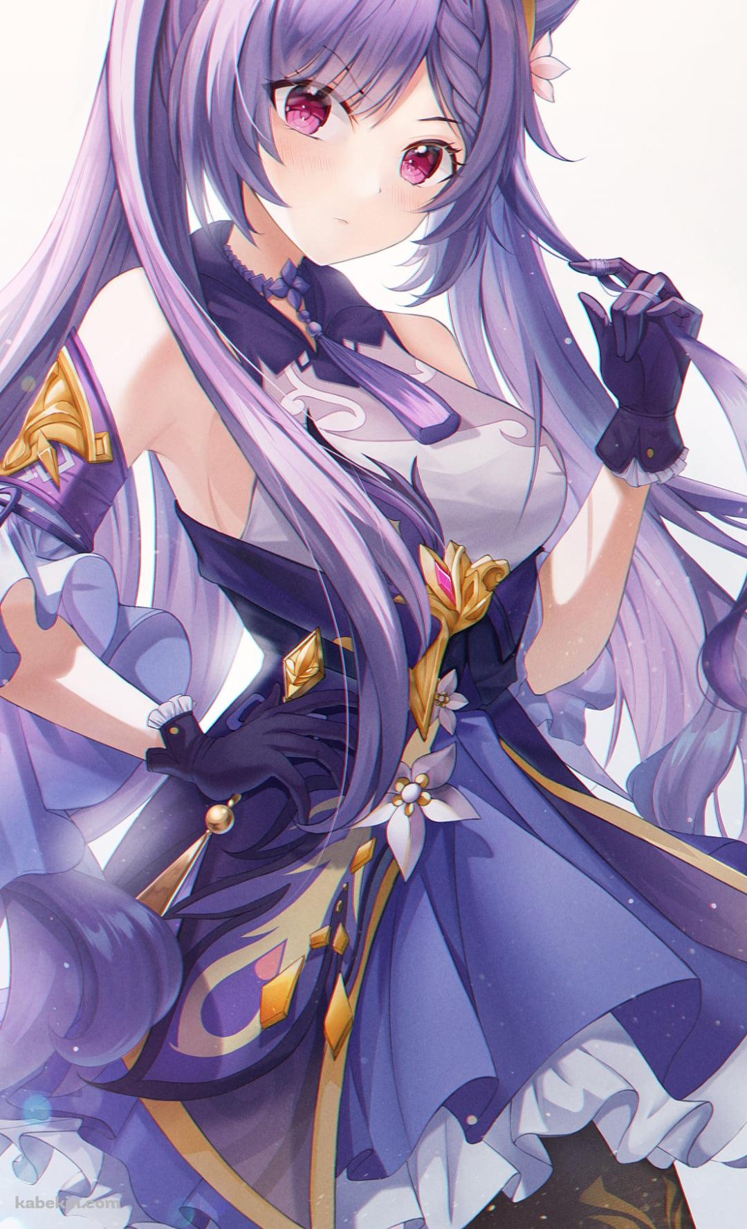 右手を腰にあてて左手で髪を触る刻晴 / 原神のAndroidの壁紙(1080px x 1776px) スマホ用
