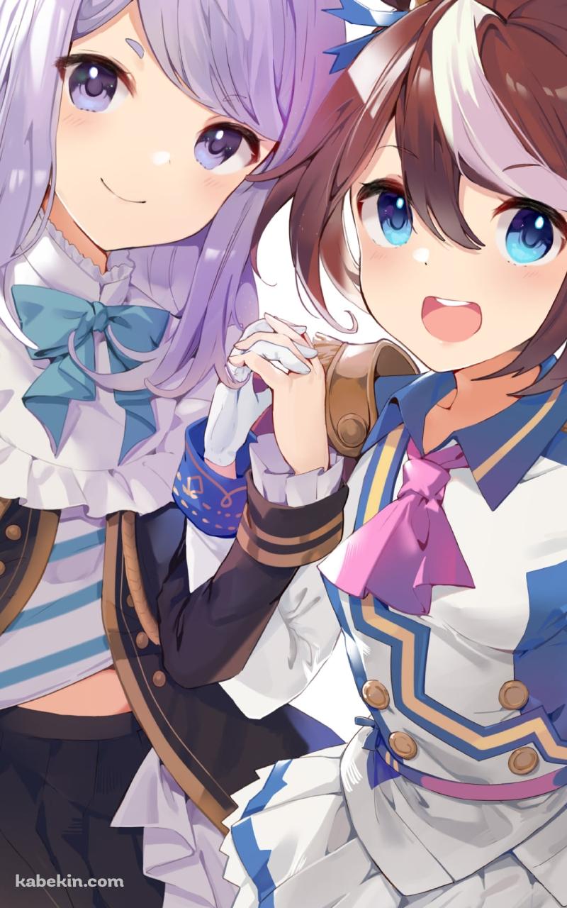 ピースをするトウカイテイオーと髪を触るメジロマックイーン / ウマ娘のAndroidの壁紙(800px x 1280px) スマホ用