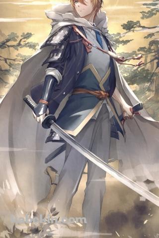 山と満月と山姥切国広（やまんばぎりくにひろ） / 刀剣乱舞のAndroidの壁紙(320px x 480px) スマホ用