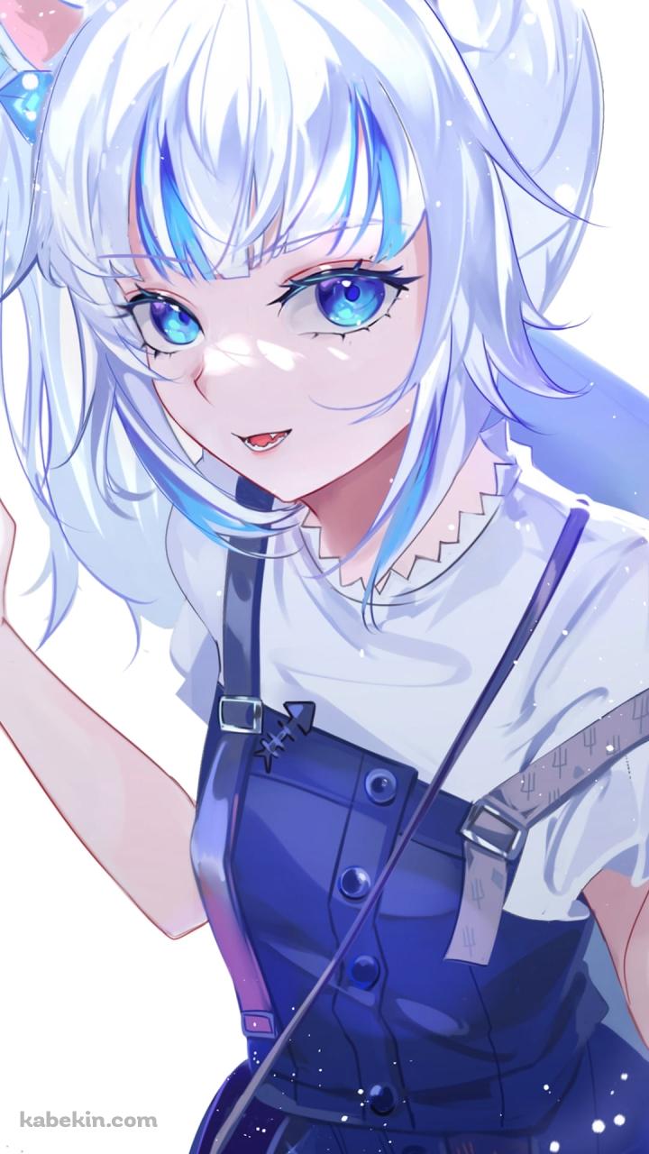 青いつなぎ服を着たかわいいがうる・ぐら / ホロライブ / バーチャルYouTuber / VtuberのAndroidの壁紙(720px x 1280px) スマホ用