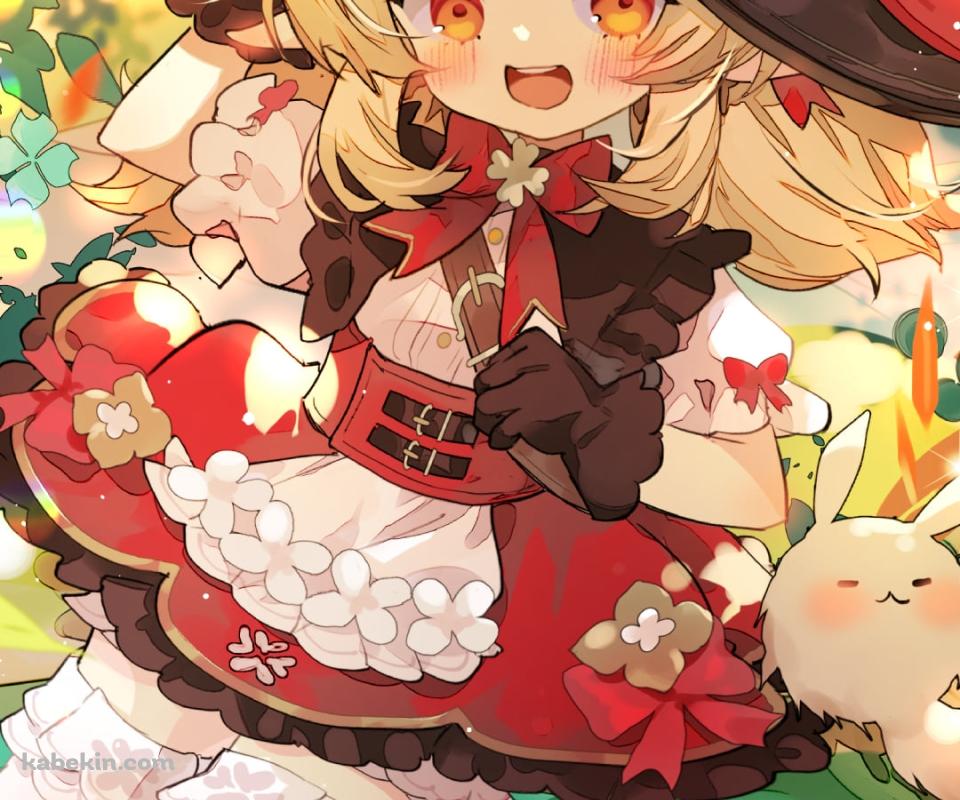 水に浸る可愛いクレーとドドコ / 赤い帽子と服 / 原神のAndroidの壁紙(960px x 800px) スマホ用