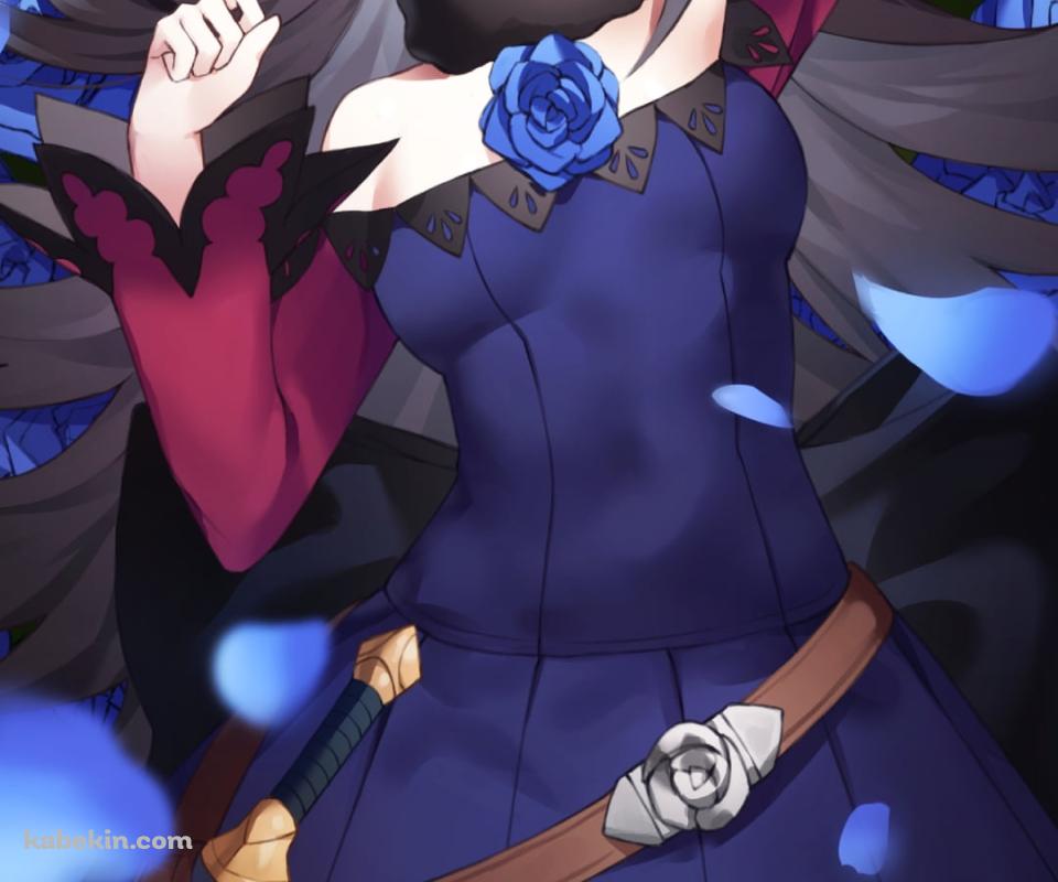 α1 ウマ娘 夜&青薔薇の花びら&ベット ライスシャワー スリーブ&プレイマット 青い薔薇の中で寝転ぶ可愛いライスシャワー / ウマ娘プリティー