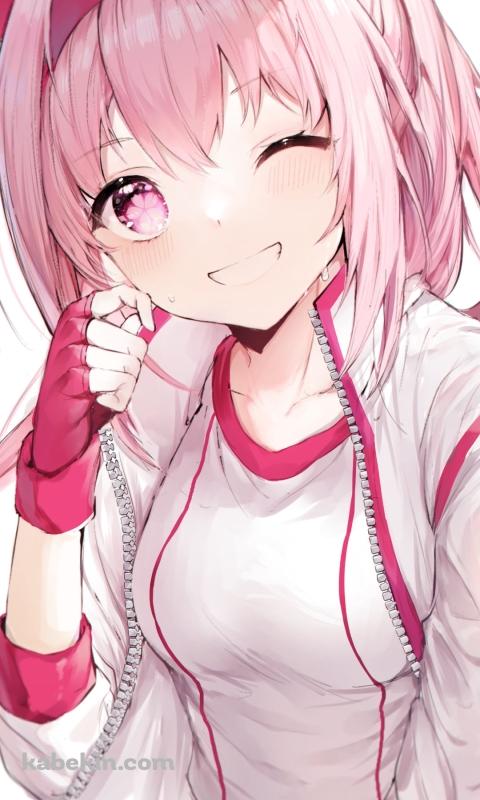 体操着を着てウィンクするムチムチのハルウララ / ウマ娘プリティーダービーのAndroidの壁紙(480px x 800px) スマホ用