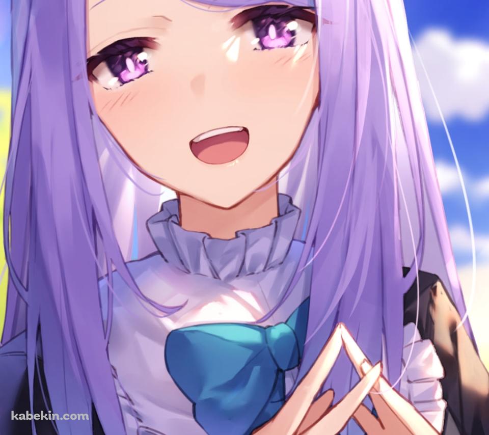 両手の指を合わせて笑うメジロマックイーン / 青いリボン / ウマ娘プリティーダービーのAndroidの壁紙(960px x 854px) スマホ用