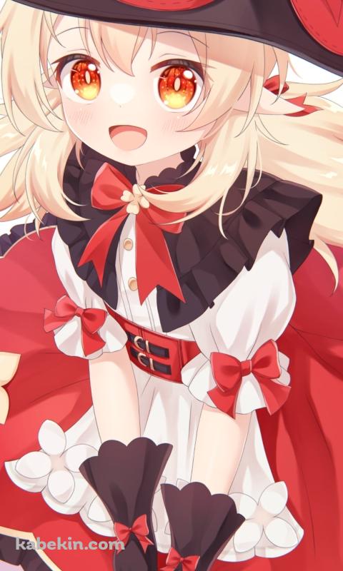 満面の笑みの可愛いクレー / 赤いドレス / 星燭に揺れる爛花 / 原神のAndroidの壁紙(480px x 800px) スマホ用