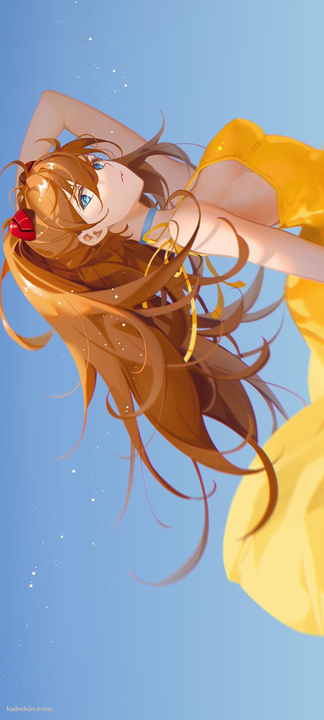 黄色いドレスを着た綺麗な惣流・アスカ・ラングレー / 新世紀エヴァンゲリオンのAndroidの壁紙(1080px x 2400px) スマホ用