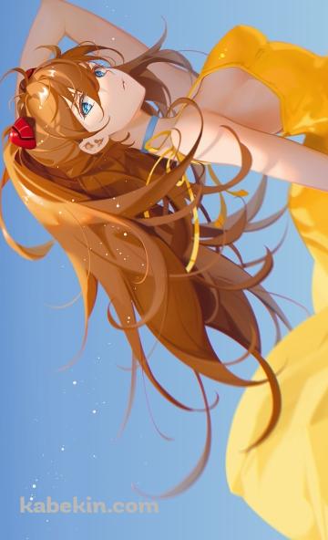 黄色いドレスを着た綺麗な惣流・アスカ・ラングレー / 新世紀エヴァンゲリオンのAndroidの壁紙(360px x 592px) スマホ用