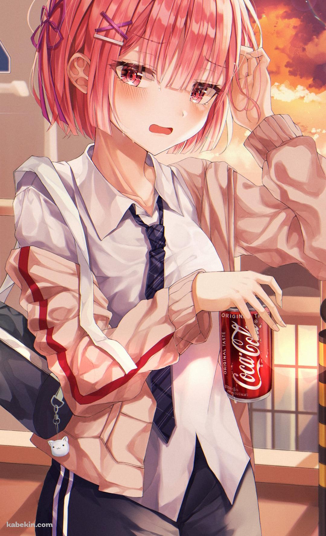 夕暮れ、コカ・コーラの缶を持つ可愛いラム / re:ゼロから始める異世界生活のAndroidの壁紙(1080px x 1776px) スマホ用