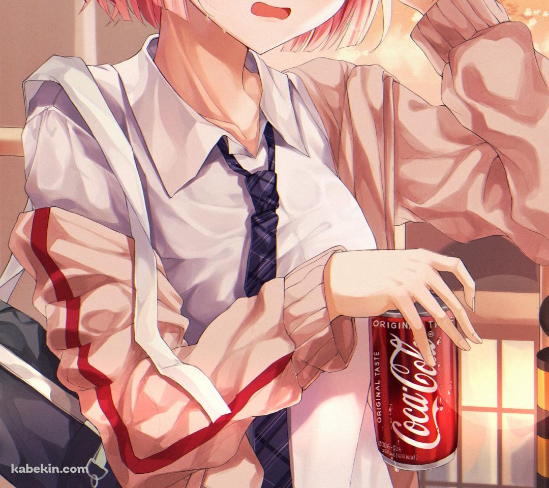 夕暮れ、コカ・コーラの缶を持つ可愛いラム / re:ゼロから始める異世界生活のAndroidの壁紙(1080px x 960px) スマホ用