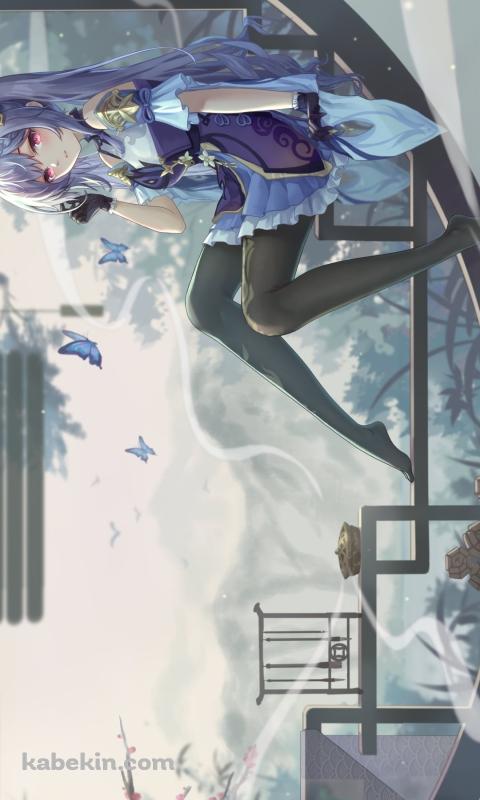 丸い窓辺に座る綺麗な刻晴 / 原神のAndroidの壁紙(480px x 800px) スマホ用