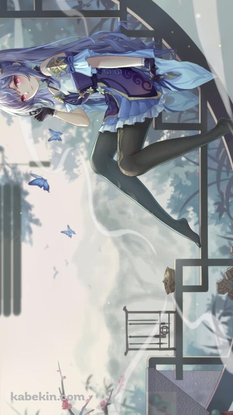 丸い窓辺に座る綺麗な刻晴 / 原神のAndroidの壁紙(480px x 854px) スマホ用