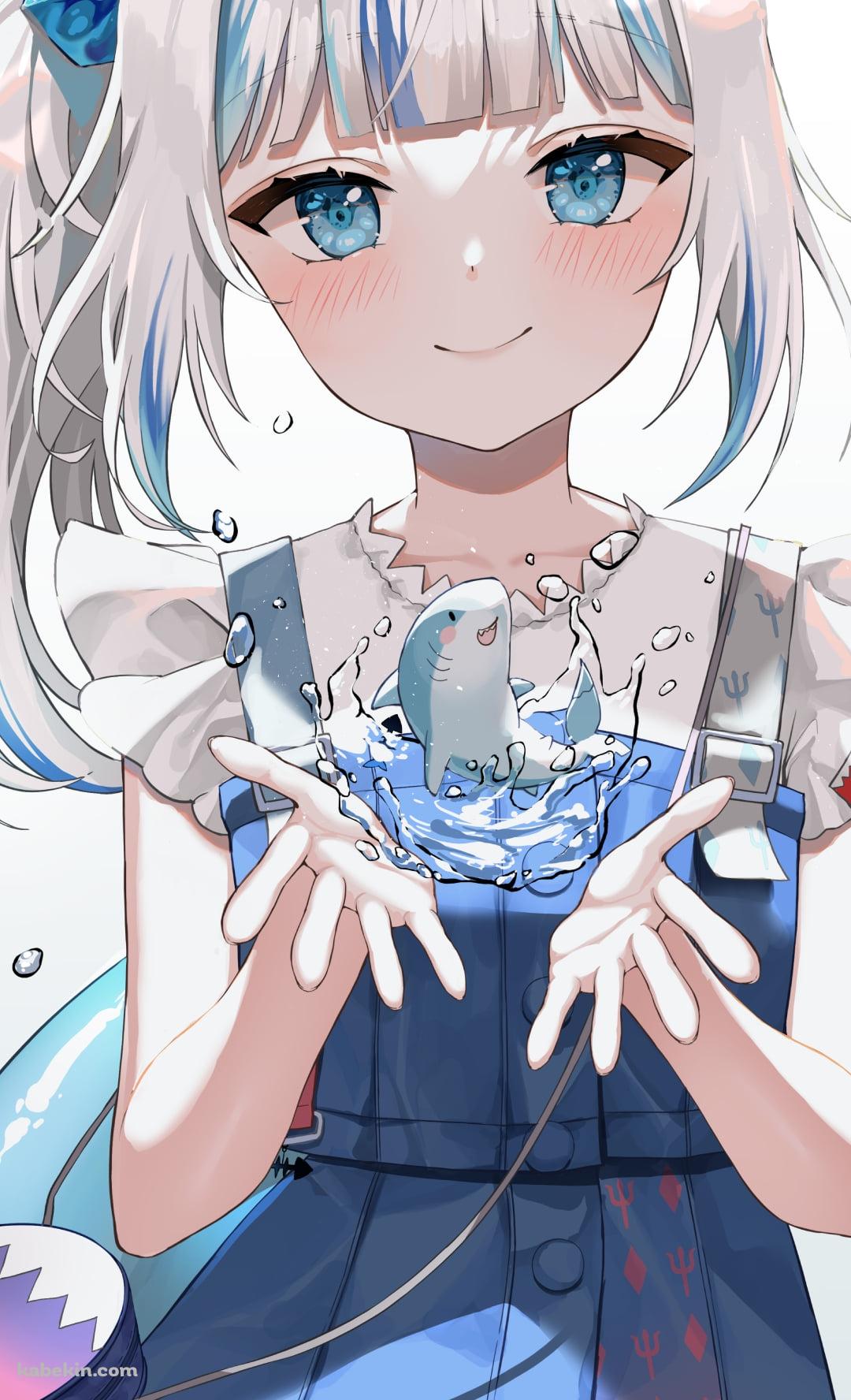 小さな鮫と両手を広げた可愛いがうる・ぐら / ホロライブ / バーチャルYouTuber / VtuberのAndroidの壁紙(1080px x 1776px) スマホ用