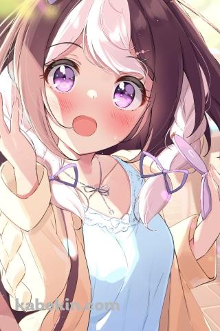 コンパクトミラーを落ちながら驚くスペシャルウィーク / ウマ娘プリティーダービーのAndroidの壁紙(320px x 480px) スマホ用