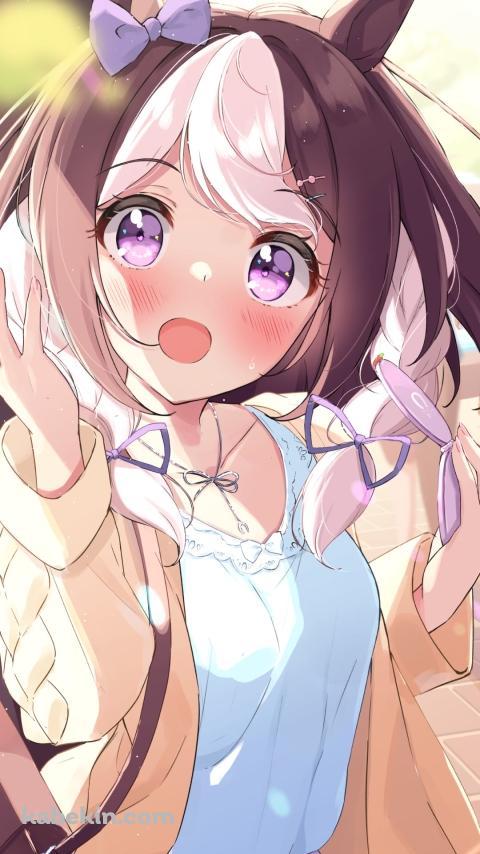 コンパクトミラーを落ちながら驚くスペシャルウィーク / ウマ娘プリティーダービーのAndroidの壁紙(480px x 854px) スマホ用