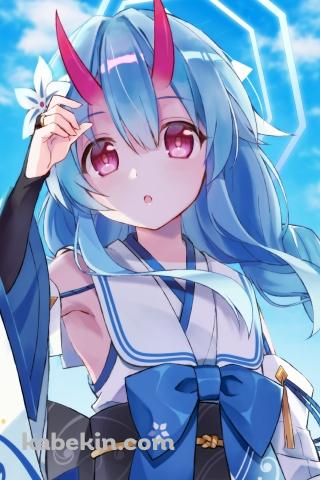 青空と和楽チセ / ブルアカ / ブルーアーカイブのAndroidの壁紙(320px x 480px) スマホ用