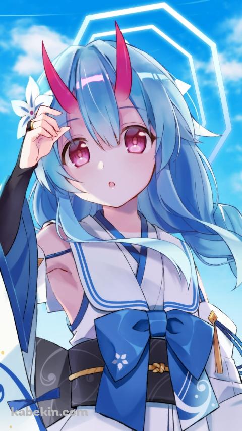 青空と和楽チセ / ブルアカ / ブルーアーカイブのAndroidの壁紙(480px x 854px) スマホ用