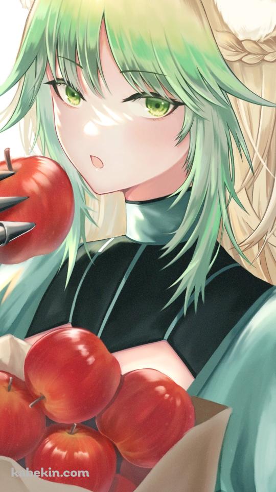 沢山の赤いリンゴが入った紙袋を抱えるアタランテ / fate/grand orderのAndroidの壁紙(540px x 960px) スマホ用