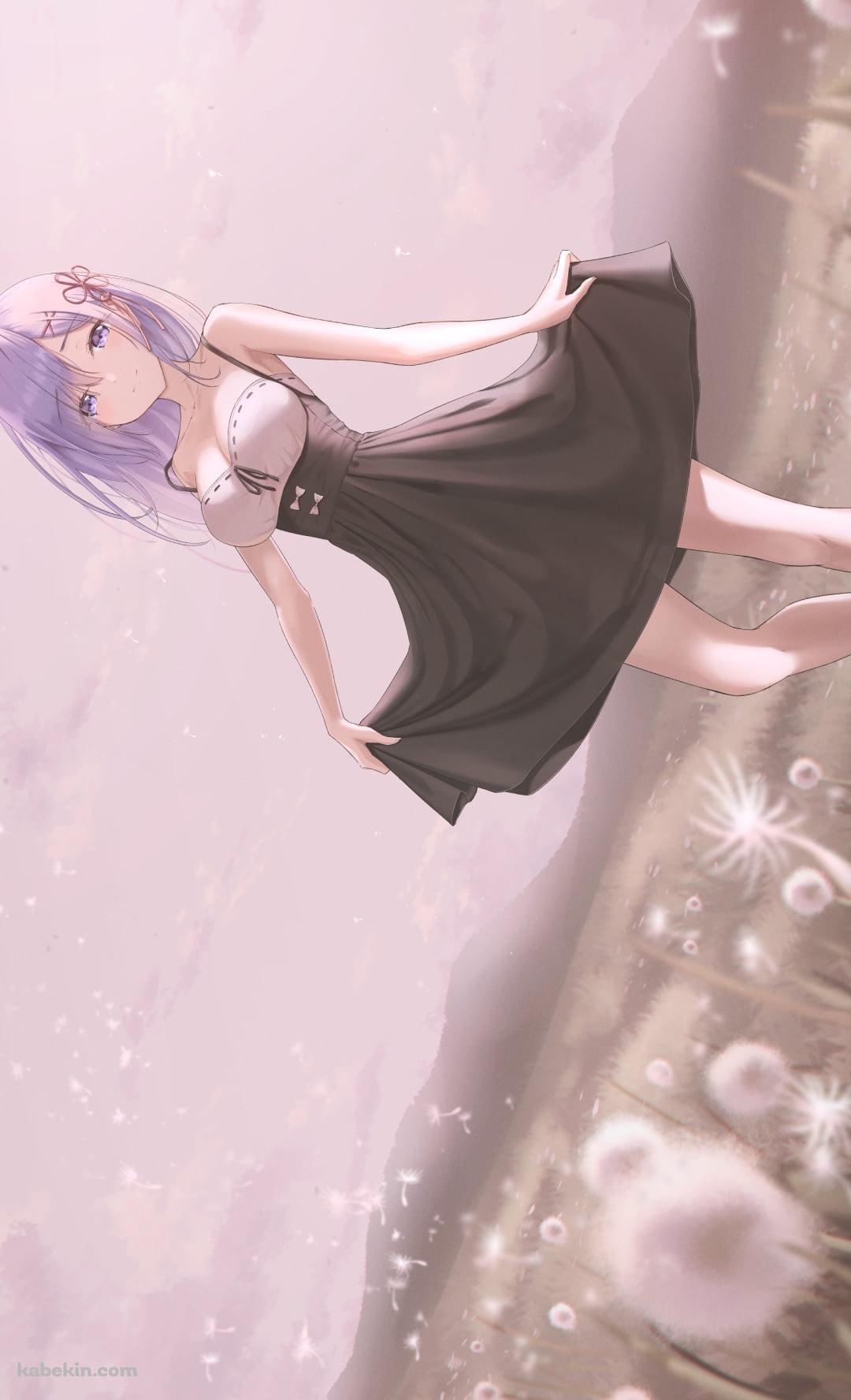 タンポポの綿毛とスカートの裾を持つレム / リゼロ / re:ゼロから始める異世界生活のAndroidの壁紙(1080px x 1776px) スマホ用