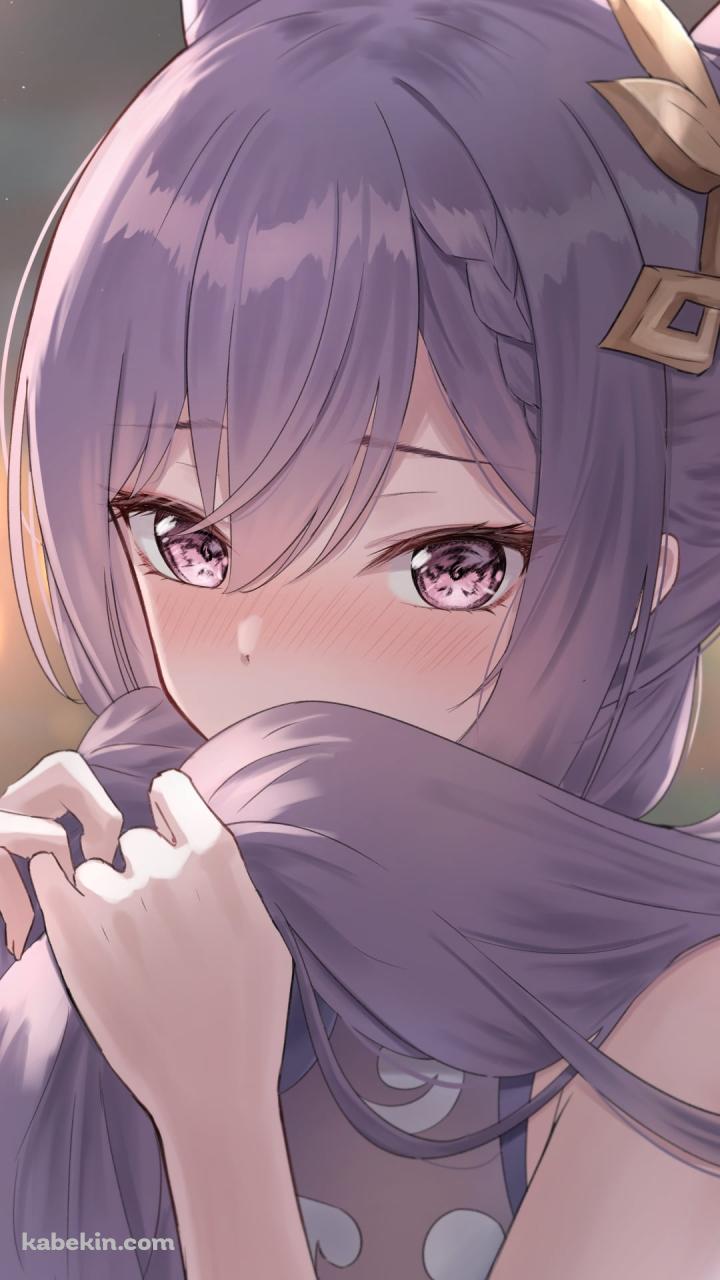 紫の長い髪で顔を隠す刻晴 / 原神のAndroidの壁紙(720px x 1280px) スマホ用