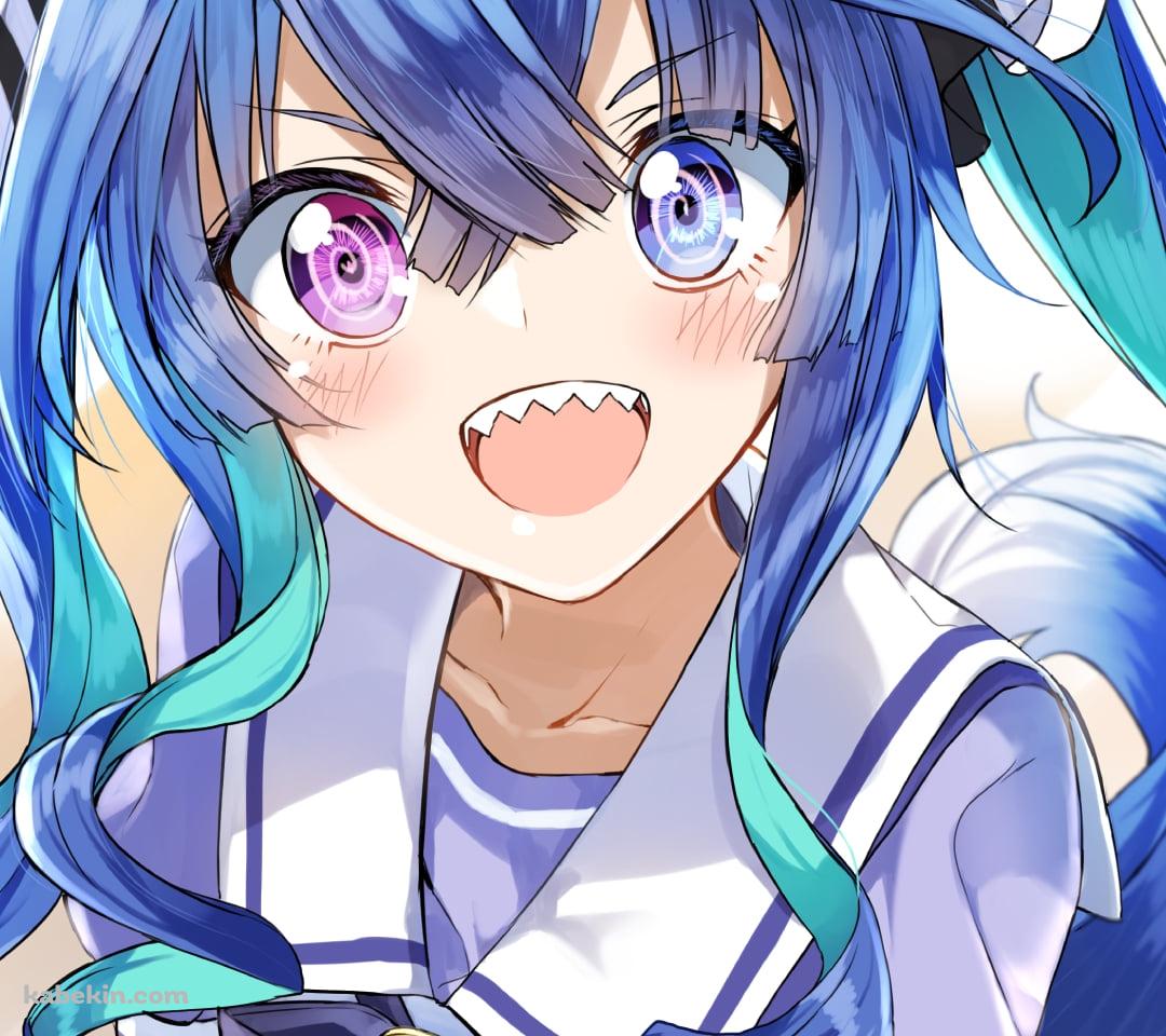 机に両手をついた笑顔のツインターボ / ウマ娘プリティーダービーのAndroidの壁紙(1080px x 960px) スマホ用