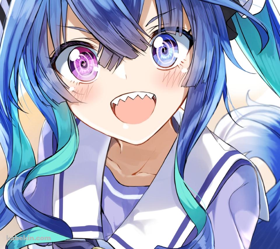 机に両手をついた笑顔のツインターボ / ウマ娘プリティーダービーのAndroidの壁紙(960px x 854px) スマホ用