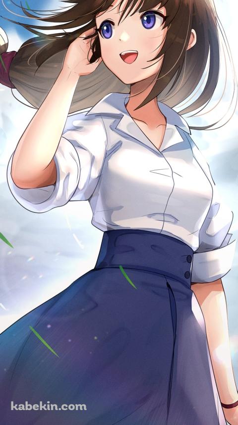 入道雲と笑顔の橘あゆみ / ファミコン探偵倶楽部のAndroidの壁紙(480px x 854px) スマホ用
