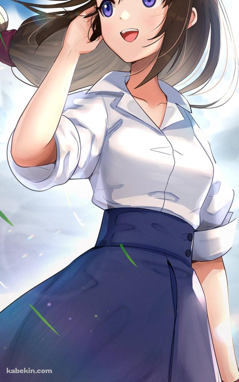 入道雲と笑顔の橘あゆみ / ファミコン探偵倶楽部のAndroidの壁紙(800px x 1280px) スマホ用