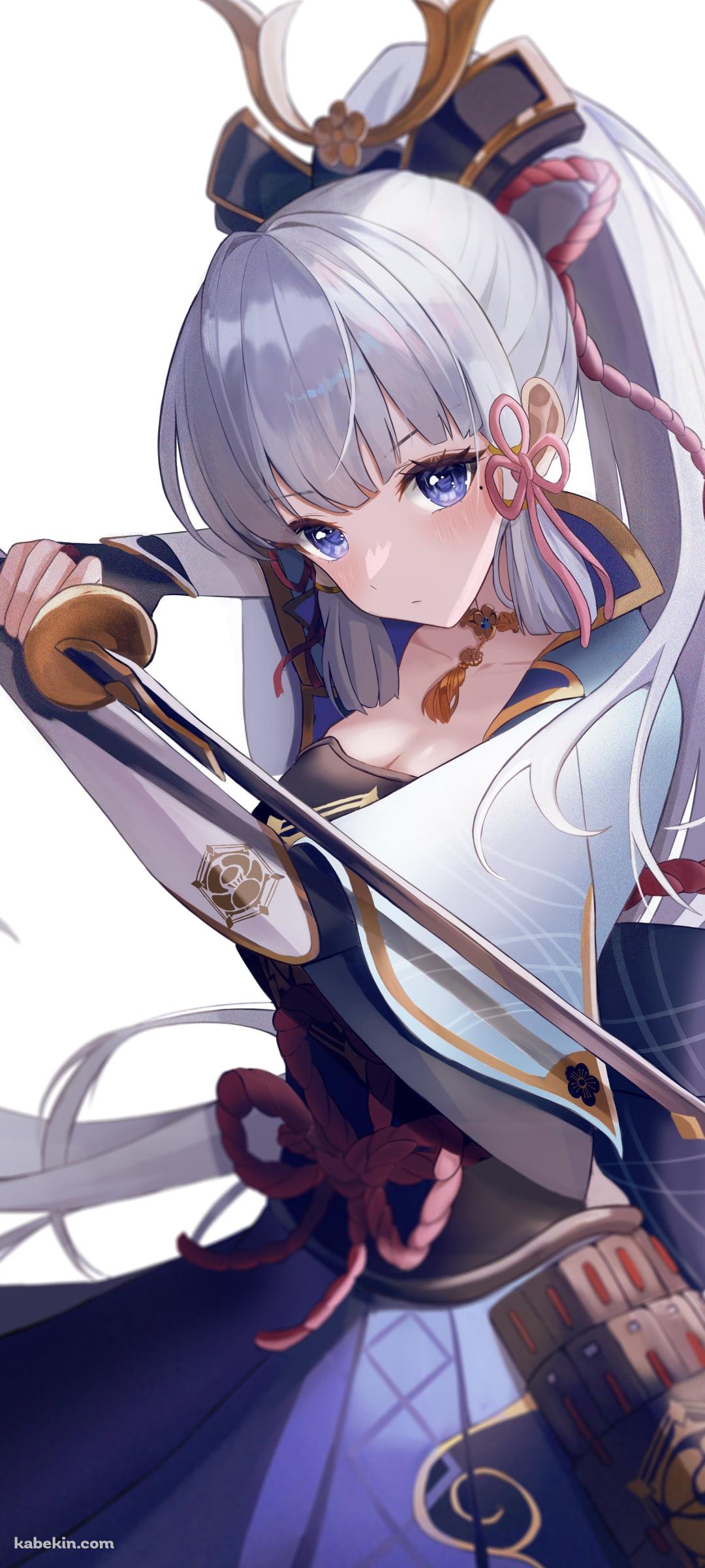 霞の構えで剣を持つ神里綾華（かみさとあやか） / 原神のAndroidの壁紙(1080px x 2400px) スマホ用