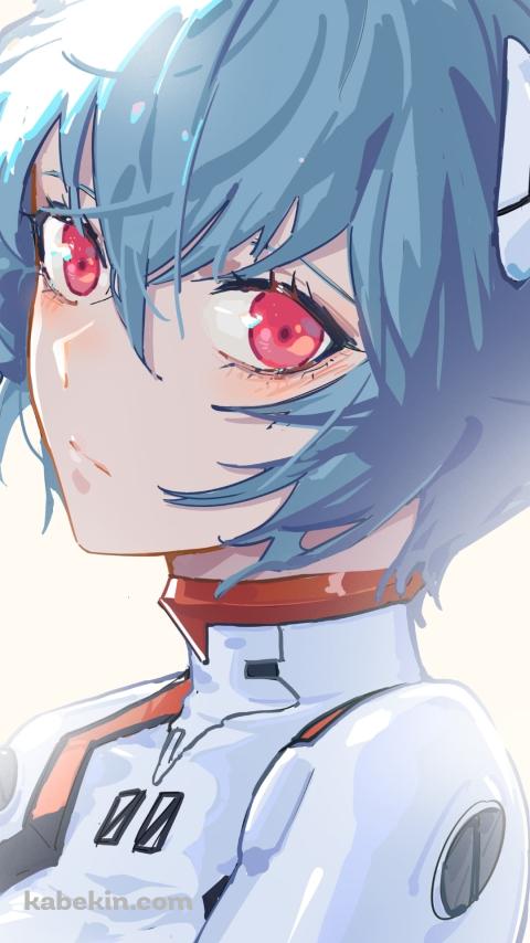 赤い瞳を大きく見開いた綾波レイ / 新世紀エヴァンゲリオンのAndroidの壁紙(480px x 854px) スマホ用