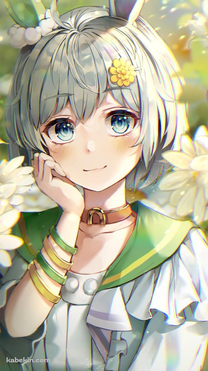 白い花と黄色い蝶と可愛いセイウンスカイ / ウマ娘プリティーダービーのAndroidの壁紙(720px x 1280px) スマホ用