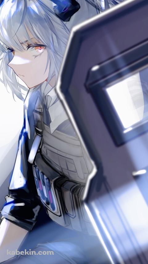 盾をかまえるリスカム / アークナイツのAndroidの壁紙(480px x 854px) スマホ用