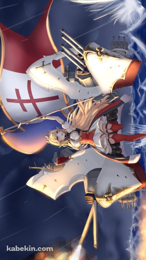 雨の中、海上で攻撃するリシュリュー / アズールレーンのAndroidの壁紙(480px x 854px) スマホ用