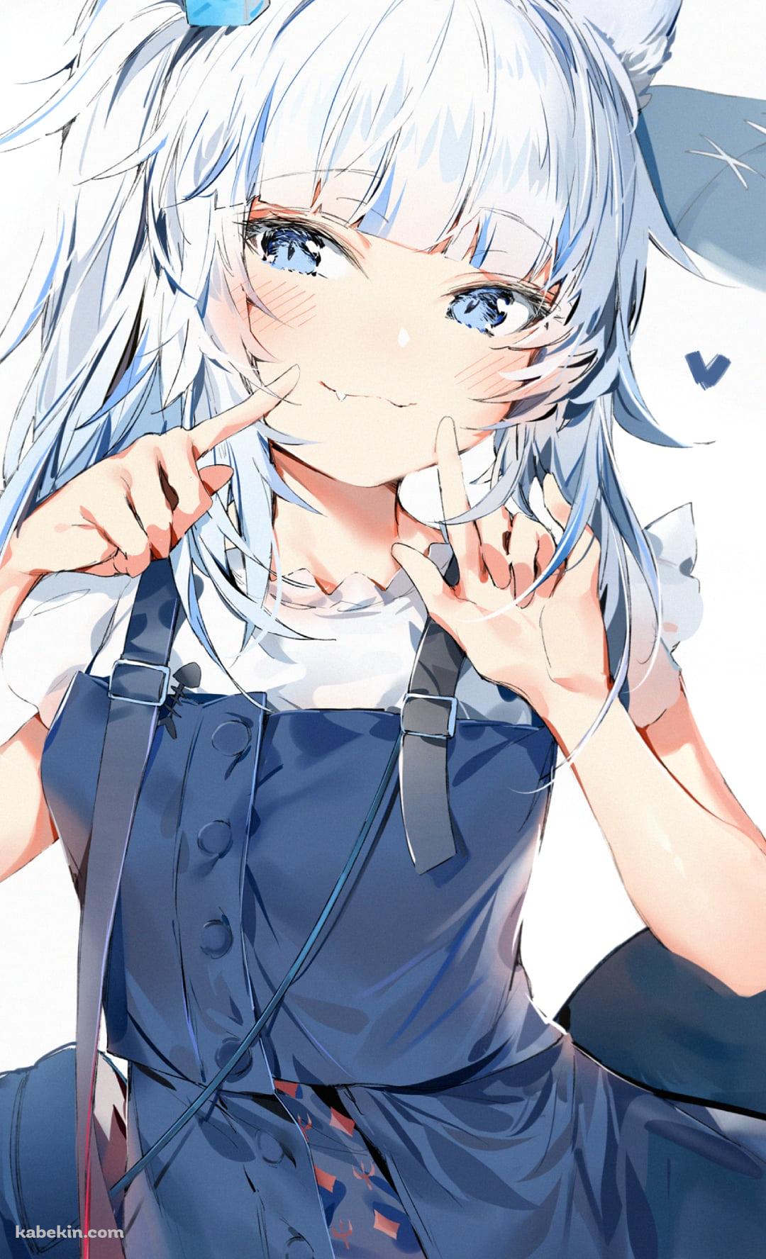 頬っぺたに指をあてて微笑むがうる・ぐら / ホロライブ / バーチャルYouTuber / VtuberのAndroidの壁紙(1080px x 1776px) スマホ用