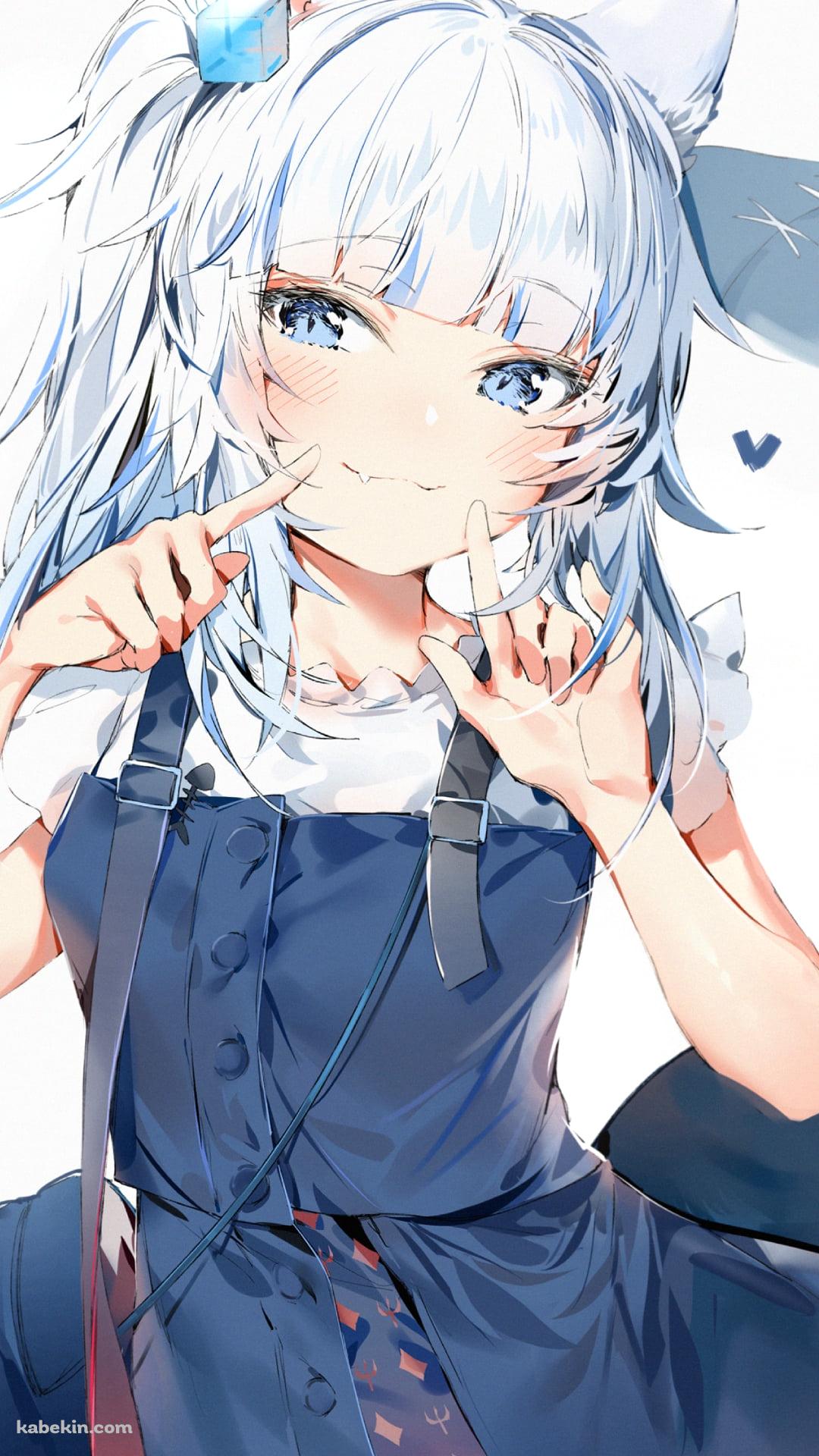 頬っぺたに指をあてて微笑むがうる・ぐら / ホロライブ / バーチャルYouTuber / VtuberのAndroidの壁紙(1080px x 1920px) スマホ用