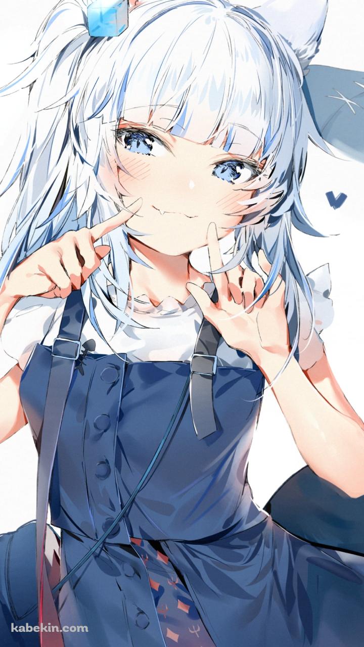 頬っぺたに指をあてて微笑むがうる・ぐら / ホロライブ / バーチャルYouTuber / VtuberのAndroidの壁紙(720px x 1280px) スマホ用