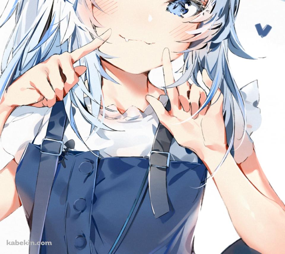 頬っぺたに指をあてて微笑むがうる・ぐら / ホロライブ / バーチャルYouTuber / VtuberのAndroidの壁紙(960px x 854px) スマホ用