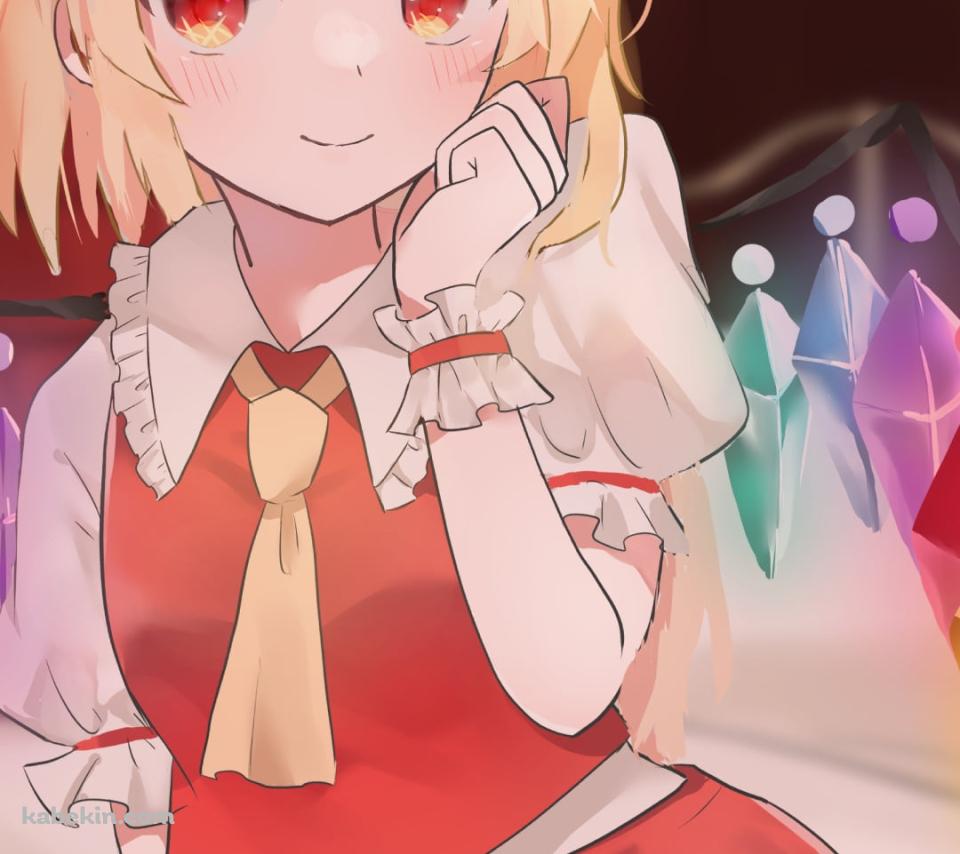ブリブリのポーズをする可愛いフランドール・スカーレット / 東方のAndroidの壁紙(960px x 854px) スマホ用