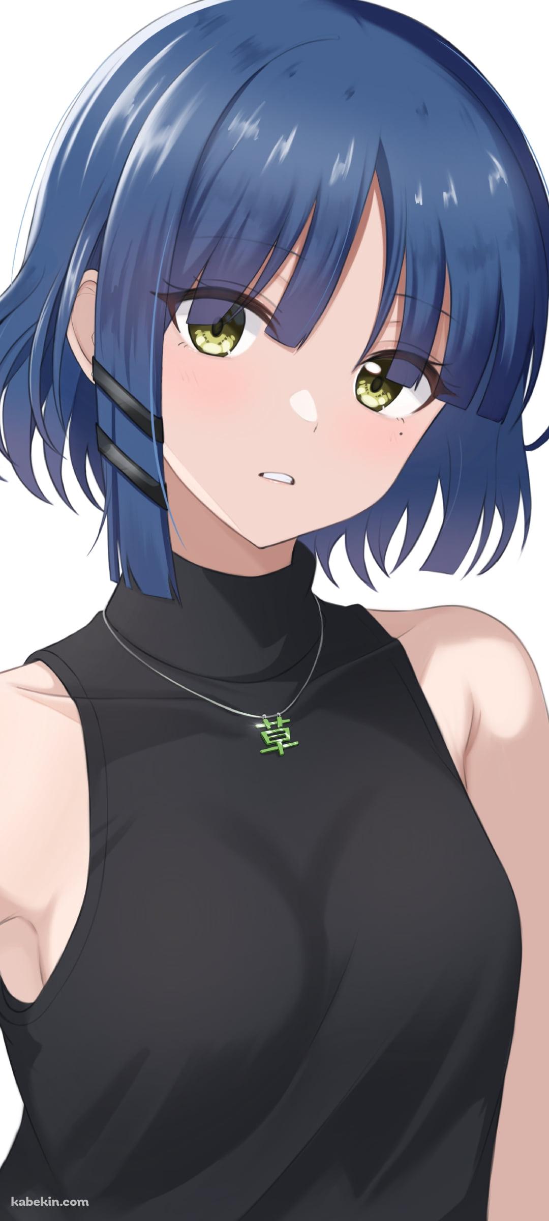 黄緑の瞳でこちらを見つめる山田リョウ / ぼっち・ざ・ろっく!のAndroidの壁紙(1080px x 2400px) スマホ用