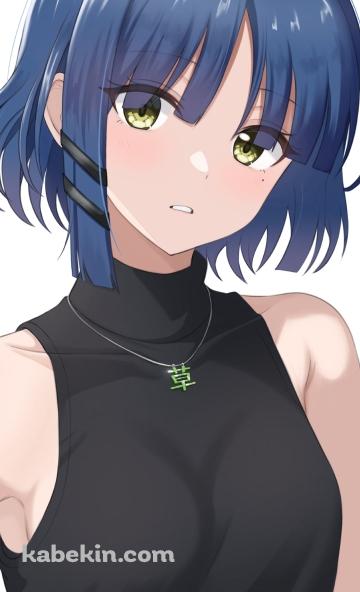 黄緑の瞳でこちらを見つめる山田リョウ / ぼっち・ざ・ろっく!のAndroidの壁紙(360px x 592px) スマホ用