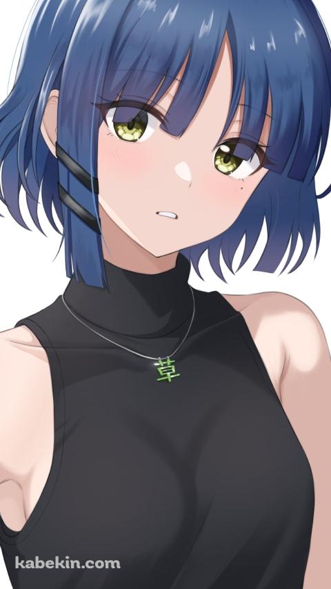 黄緑の瞳でこちらを見つめる山田リョウ / ぼっち・ざ・ろっく!のAndroidの壁紙(480px x 854px) スマホ用