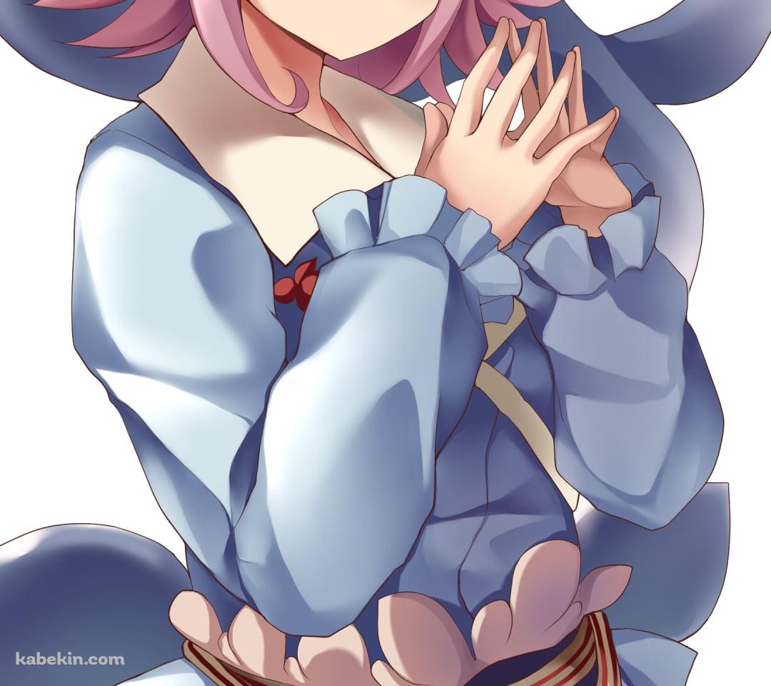 両手を合わせて微笑む奥野田美宵 (おくのだみよい) / 東方のAndroidの壁紙(1080px x 960px) スマホ用