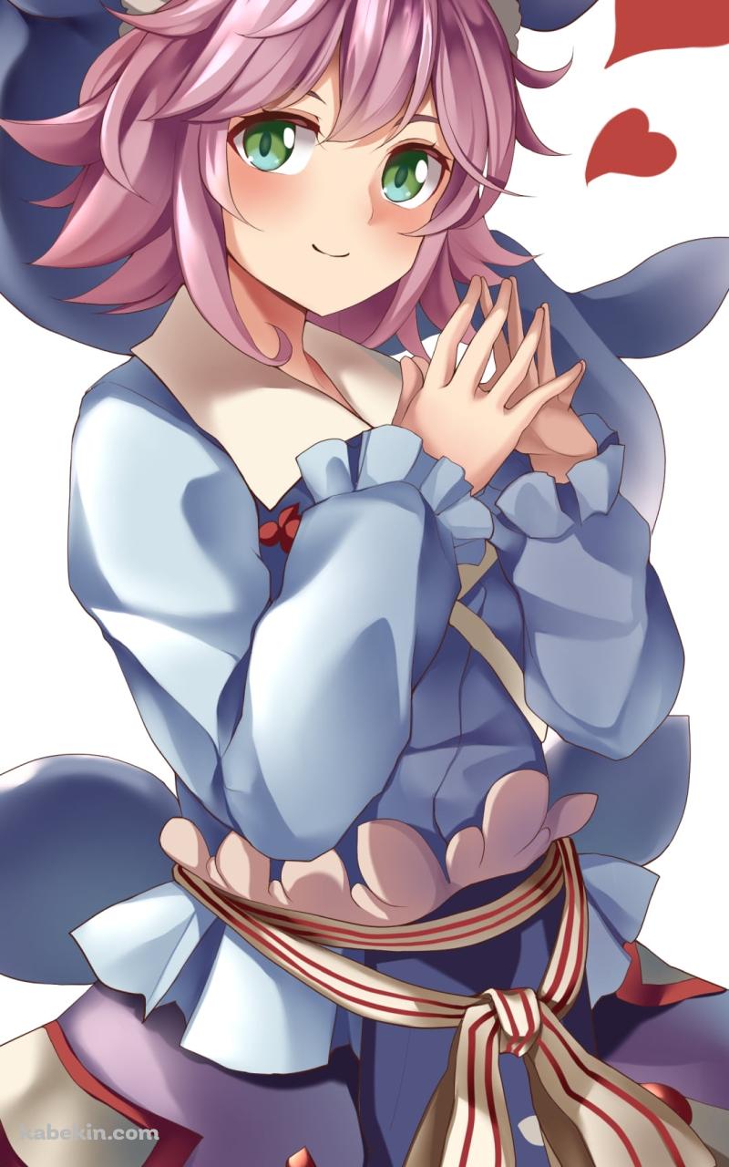 両手を合わせて微笑む奥野田美宵 (おくのだみよい) / 東方のAndroidの壁紙(800px x 1280px) スマホ用
