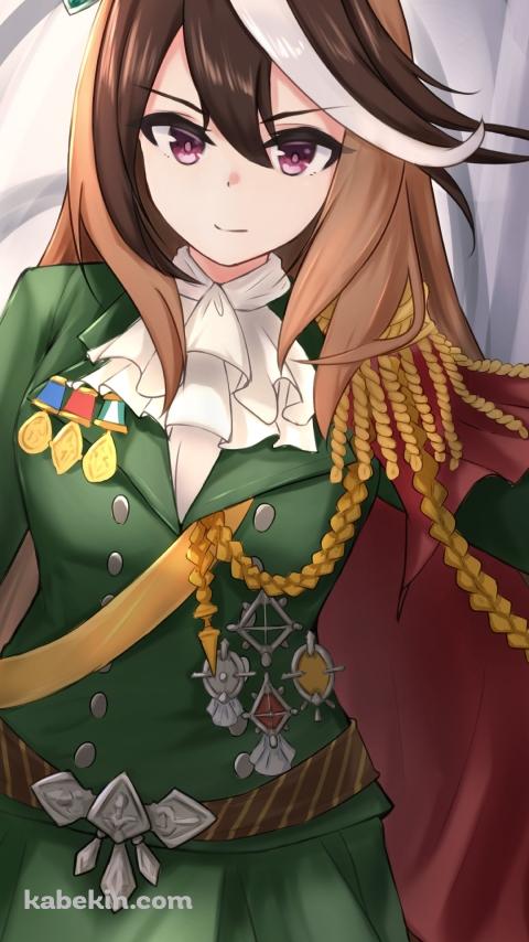 凛々しい表情のシンボリルドルフ / 緑の勝負服 / ウマ娘プリティーダービーのAndroidの壁紙(480px x 854px) スマホ用