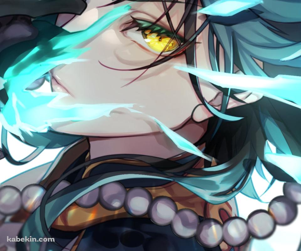 仮面を取りながら黄色い瞳でこちらを睨むかっこいい魈 (しょう) / 原神のAndroidの壁紙(960px x 800px) スマホ用