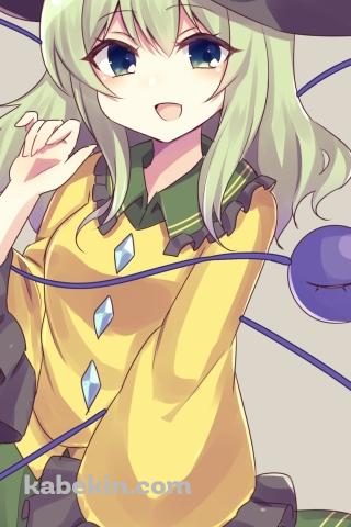笑顔で右手をかざす古明地こいし / 東方のAndroidの壁紙(320px x 480px) スマホ用