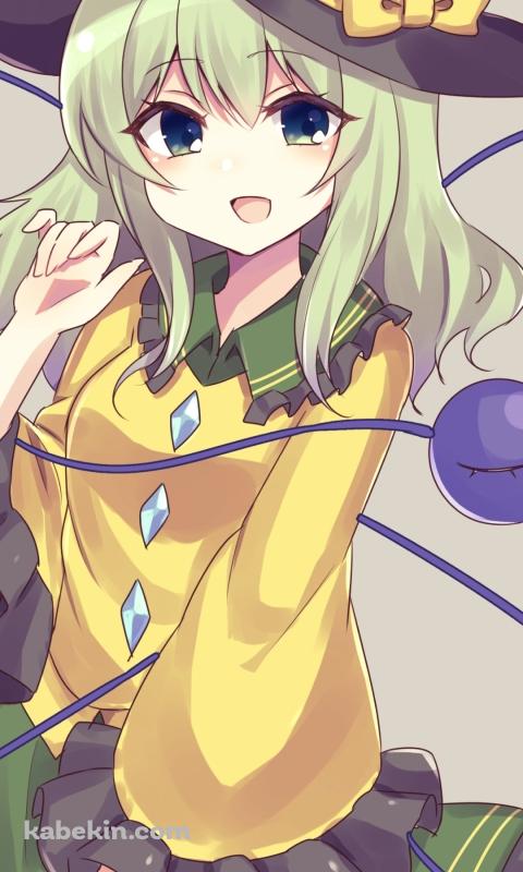 笑顔で右手をかざす古明地こいし / 東方のAndroidの壁紙(480px x 800px) スマホ用