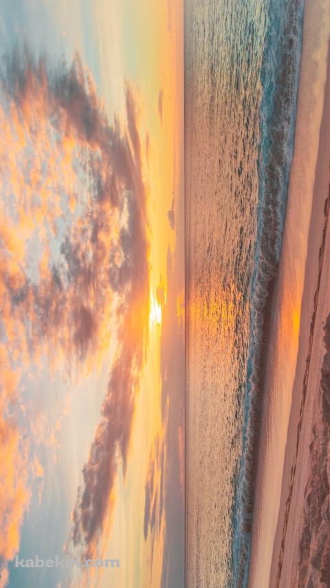 フエルテベントゥラ島 / カナリア諸島の綺麗な海 / 夕陽 / 砂浜 / ビーチのAndroidの壁紙(480px x 854px) スマホ用